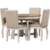 CAVINAS Round Dining Table Set for 4 Wood Extendable Dining Table and 4 Upholstered Chairs - 4 of 4