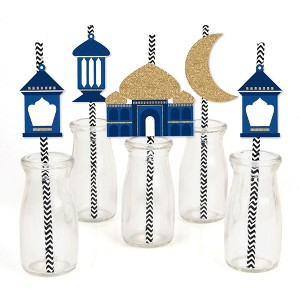 Big Dot of Happiness Ramadan - Paper Straw Decor - Eid Mubarak Striped Decorative Straws - Set of 24 - 1 of 4