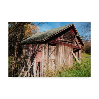 22" x 32" Red Barn In Woods by Anthony Paladino - Trademark Fine Art