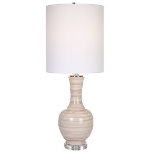 Uttermost Chalice Striped Table Lamp – Ceramic with Taupe, Tan & Charcoal Finish, Crystal Base, 13"x13"x33.25" - 1 of 4
