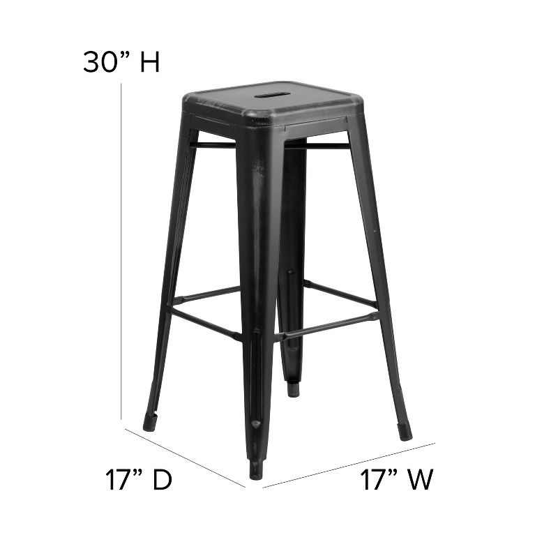 Flash Furniture Commercial Grade 30" High Backless Distressed Metal Indoor-Outdoor Barstool, 5 of 15