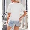 Women's Short Sleeve Knit Cardigan Classic-Fit Ribbed Button Up Sweater - 4 of 4