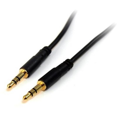 StarTech.com 10 ft Slim 3.5mm Stereo Audio Cable - M/M - Mini-phone Male Stereo Audio - Mini-phone Male Stereo Audio - 10ft - Black