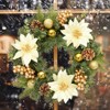 16 Inch Christmas Wreath for Front Door, Xmas Door Wreath with Balls, Artificial Flowers, Berries & Pine Cones for Fireplace  Window Table Centerpiece - 2 of 4
