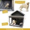 UbMelt Outdoor&Indoor Dog House with Porch and 2 Bowls Weatherproof Large Wooden Dog Kennel for Winter,Gray - 3 of 4