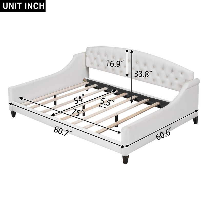 Full Size Luxury Upholstered Daybed, Button Tufted Platform Bed-ModernLuxe, 3 of 10