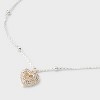 Silver Plated Open Heart Pendant Necklace - Silver - 4 of 4