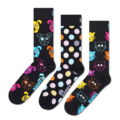Happy Socks Adult Men and Women Crew Dog Animal Pets Socks in sustainable materials - 3pk in Color Navy