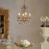 ALOADECOR 4-Lights Antique Gold Candlestick Chandelier 13in. Pendant Light with Crystal Teardrop Beads - 3 of 4