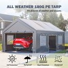 SEVOBAL Carports and Storage Sheds Large Canopy with Roll-Up Doors and Galvanized Frame for Outdoor Protection, Silver, 240"*127.2"*117.6" - 4 of 4