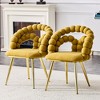 Racxily Set of 2 Yellow Velvet Dining Chairs, Modern Upholstered Accent Chairs with Gold Legs for Dining Room & Kitchen - 3 of 4