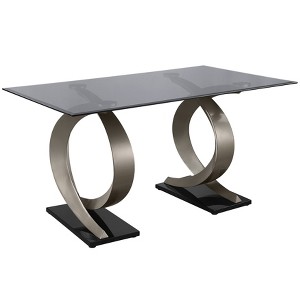 58" Gleneagles Modern Rectangle Glass Top Dining Table - HOMES: Inside + Out: Beveled Edge, Double Pedestal - 1 of 4