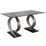 58" Gleneagles Modern Rectangle Glass Top Dining Table Gray/Champagne/Black - HOMES: Inside + Out