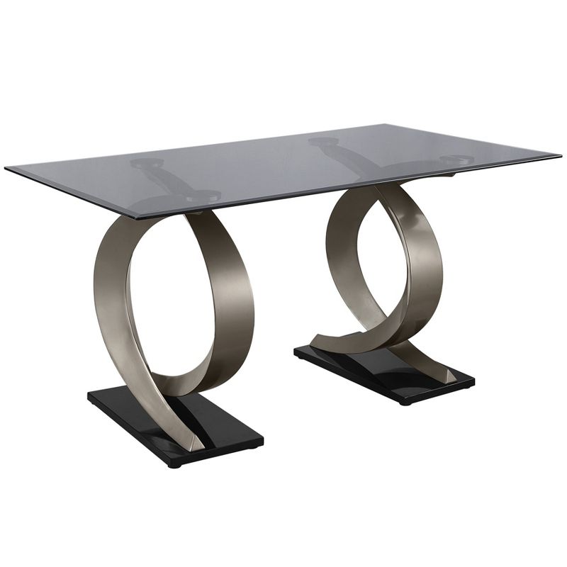58&#34; Gleneagles Modern Rectangle Glass Top Dining Table Gray/Champagne/Black - HOMES: Inside + Out, 1 of 11