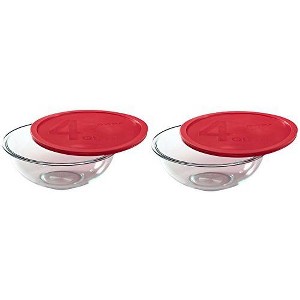 World Kitchen Smart Essentials 4-Quart Glass Mixing Bowl, Pack of 2 Bowls Red - 1 of 4