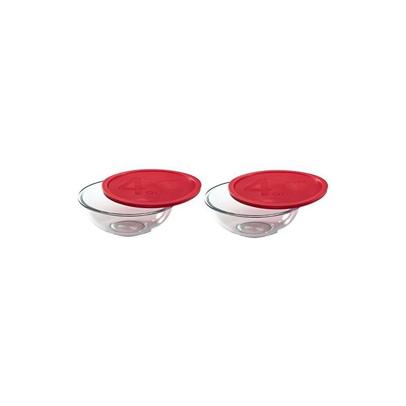 World Kitchen Smart Essentials 4-Quart Glass Mixing Bowl, Pack of 2 Bowls Red, 1 of 6