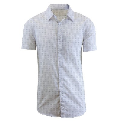 Galaxy By Harvic Men's Slim Fit  Short Sleeve Stretch Printed Dress Shirts