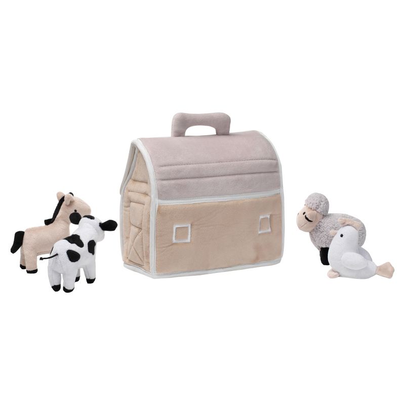 Lambs & Ivy Baby Farm Plush Barn with 4 Stuffed Animals Toy - Taupe/Gray/White, 3 of 9