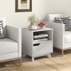 Costway 1/2 PCS Nightstand Sofa Side End Table with Storage Shelf & Drawer Space-Saving White - 4 of 4