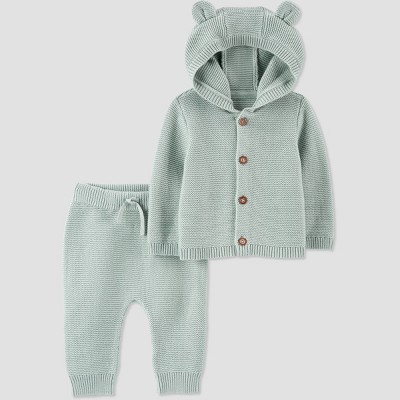 Carter's Just One You® Baby Boys' Bear Ears Top & Bottom Set - Sage Green 6M