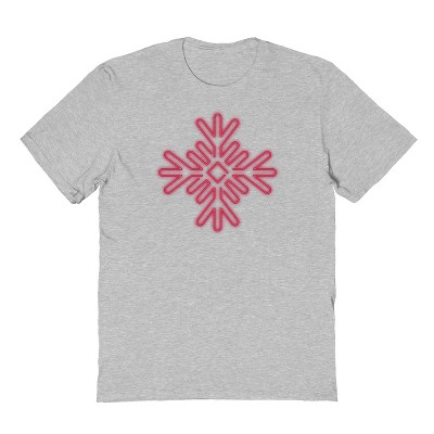 Rerun Island Men's Neon Snowflake Red Short Sleeve Graphic Cotton T-Shirt