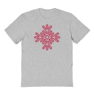 Rerun Island Men's Neon Snowflake Red Short Sleeve Graphic Cotton T-Shirt - 1 of 1