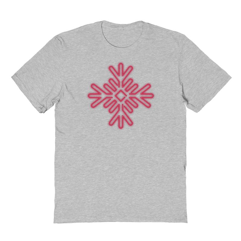Rerun Island Men's Neon Snowflake Red Short Sleeve Graphic Cotton T-Shirt, 1 of 2