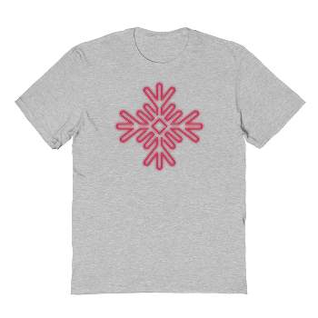 Rerun Island Men's Neon Snowflake Red Short Sleeve Graphic Cotton T-Shirt