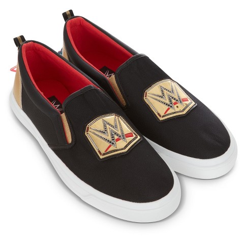 Мужские кроссовки WWE Mens Championship Belt Shoes - John Cena, Roman Reigns, Seth Rollins World Wrestling Champion Belt Slip On Sneakers (Black, 13)