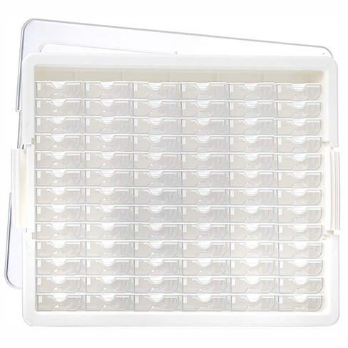Elizabeth Ward Bead Storage Solutions 82 Piece Stackable Organizer Tray  with Lid, 78 Compartments for Seed Beads, Crystals, and Craft Supplies,  Clear