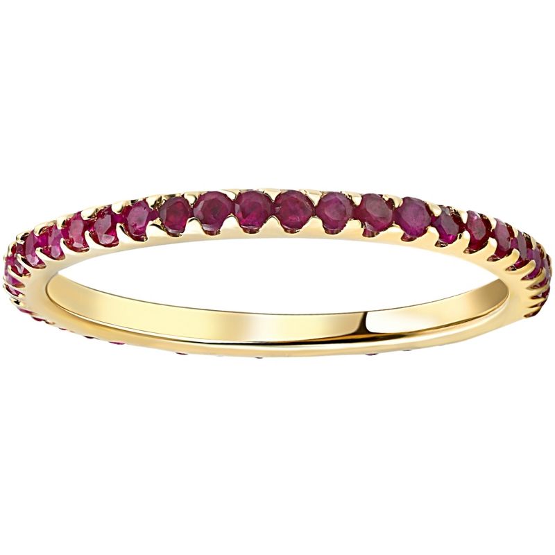 Pompeii3 3/4Ct Ruby Eternity Ring Anniversary Band 10k Yellow Gold, 1 of 6