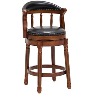 Sapphtopaz Wooden Bar Stools with Cow Top Leather Upholstered Swivel Bar Chair with Footrest & Backrest Counter Stools for Kitchen Island - 1 of 4