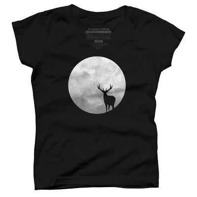Girl's Design By Humans Deer Moon By Expo T-Shirt
