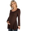 24seven Comfort Apparel Womens Long Sleeve Solid Color Swing Style Flared Maternity Tunic Top - 2 of 4