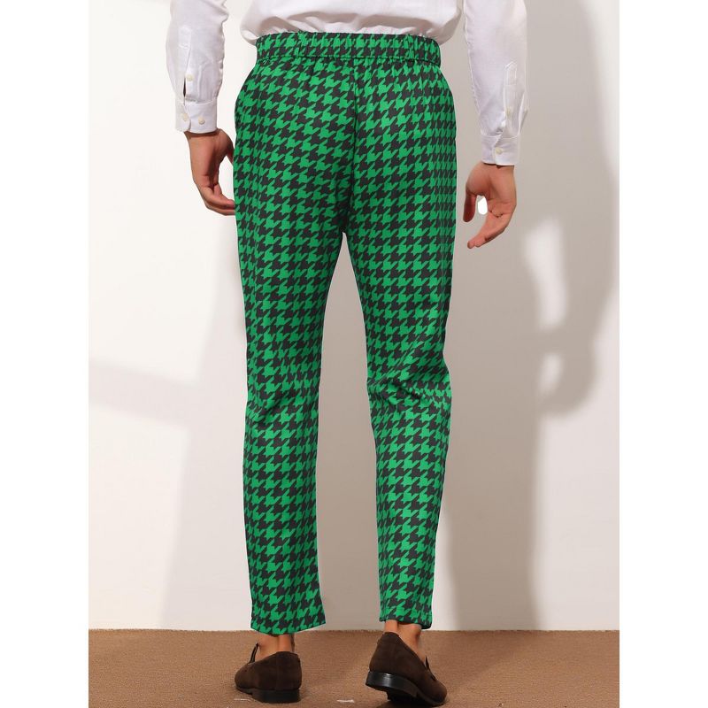 Lars Amadeus Men's Big and Tall Regular Fit Houndstooth Plaid Trousers, 3 of 6