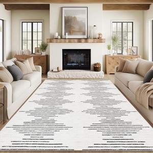 Washable Diamond Stripes Rug, Non-Slip Soft Carpet for Living Room, Bedroom, Nursery, Office - 1 of 4