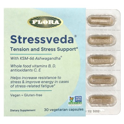 Flora Stressveda with KSM-66 Ashwagandha , 30 Vegetarian Capsules