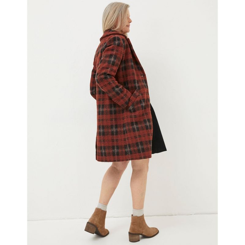 FatFace Women's Tanya Wool Blend Check Coat, 4 of 5