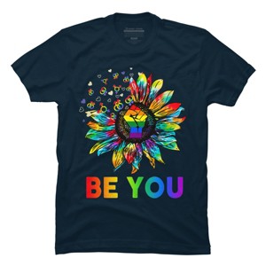 Adult Design By Humans Be You Sunflower Power Fist Pride Rainbow By Legato Tendo T-Shirt - 1 of 2