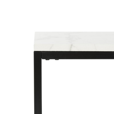 Transitional White and Grey Marble Rectangular Coffee Table