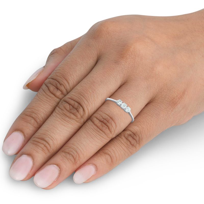 Pompeii3 1/5ct 3-Stone Diamond Promise Ring 14K White Gold, 5 of 7