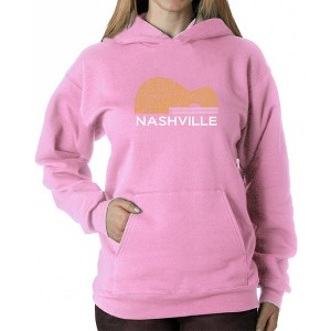 LA Pop Art Nashville Guitar - Women's Word Art Hooded Sweatshirt - 1 of 4