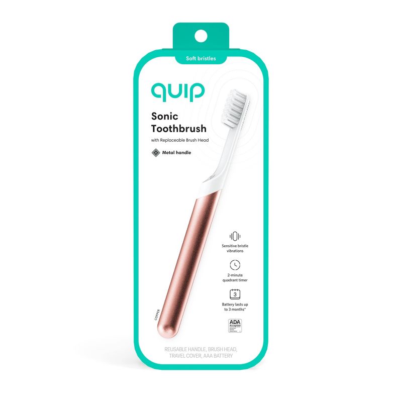 quip Sonic Electric Toothbrush - Metal | Timer + Travel Case/Mount, 3 of 20