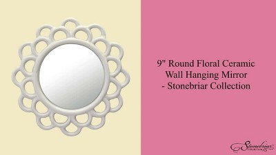 9" Round Dusty Rose Ceramic Cutout Wall Mirror