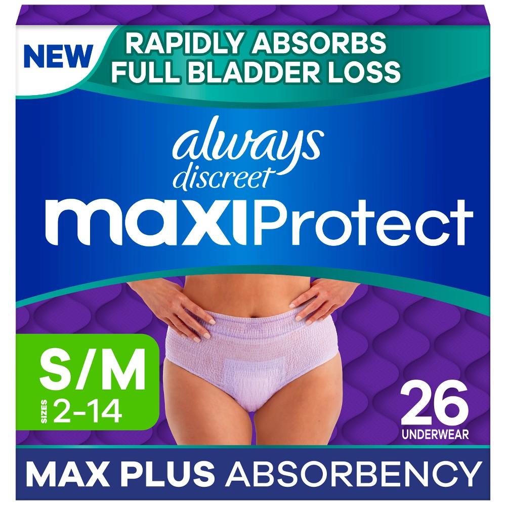 Always Discreet Maxi Protect Women's Incontinence Underwears - Maximum - S/M - 26ct
