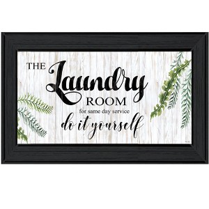 HomeRoots The Laundry Room Same Day Service Black Framed Print Laundry Wall Art - 1 of 3