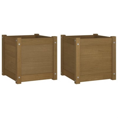 vidaXL Garden Planters 2 pcs Honey Brown 15.7"x15.7"x15.7" Solid Wood Pine