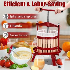 Fruit Press for Wine Making - 4.75 Gallon Solid Wood Cider Press with T-Handle, Heavy-Duty Stainless Basket for Apples, Grapes & Berries - 1 of 4