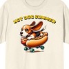 Hot Dog Summer, Skateboard Hotdog Bread, Dog on Natural Short Sleeve Adult T-Shirt - 2 of 4