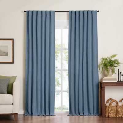 Elrene Harrow Solid Texture Room Darkening Single Window Curtain Panel ...